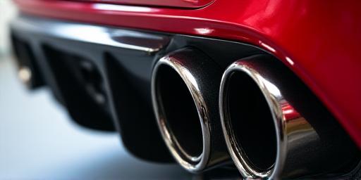 Close-up of a high-performance Akrapovic exhaust system
