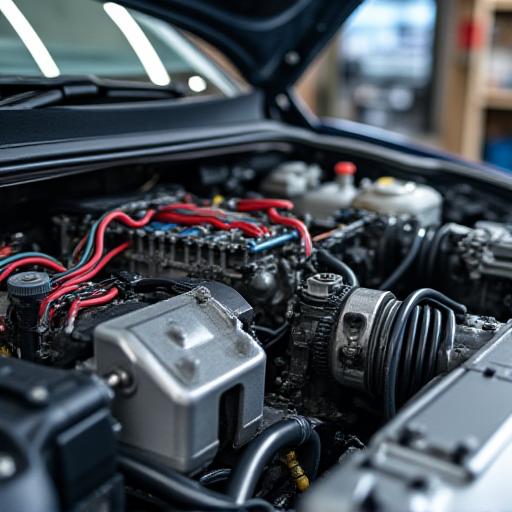 Car engine bay receiving an ECU tune